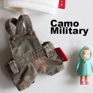 [OB11] Washing Cotton Short Overalls - Camo Military