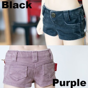 [Pre-order] [MSD &amp; MDD] Washing Cotton Hot Pants - Black &amp; Purple