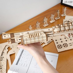 ROBOTIME Wooden Rubber Band Gun Model Kits 3D Puzzle(Terminator M870)