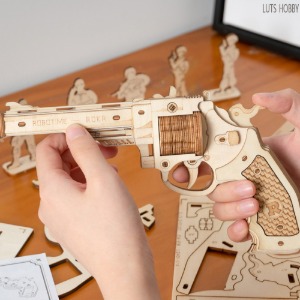 ROBOTIME 3D Wooden Puzzle Rubber Band Gun Model Toy DIY Craft Kits