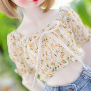 Pre-order MSD Square Crop Blouse Yellow Flower